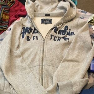 Abercrombie & Fitch Light Gray Zip-Up Hoodie